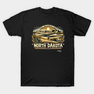 Badlands & Bounty: North Dakota's Reveri - American Vintage Retro style USA State T-Shirt